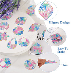 32Pcs 8 Style Spray Painted 430 Stainless Steel Filigree Big Pendants&nbsp;STAS-BY0001-14