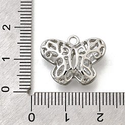 真鍮チャーム  カドミウムフリー＆ニッケルフリー＆鉛フリー  中空の蝶のチャーム  プラチナ  15.5x19x6mm  穴：1.8mm&nbsp;KK-E792-27P