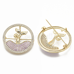 Brass Micro Pave Cubic Zirconia Brooch Findings&nbsp;KK-R136-008-NF