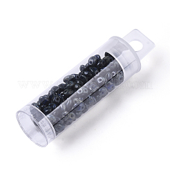 2つ穴シードビーズ  チェコガラスビーズ  不透明なベーキングペイントスタイル  ミッドナイトブルー  5x3.5~3.8x2.5~2.8mm  穴：0.9mm  約10 G /ボトル&nbsp;SEED-R048-33050
