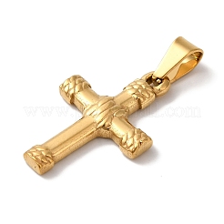PVD真空メッキ304ステンレスペンダント  クロスチャーム  宗教  ゴールドカラー  24.5x16x3mm  穴：7x3.5mm&nbsp;STAS-L081-040G-01