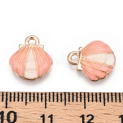 亜鉛合金エナメルのチャーム  シェル  ゴールドカラー  ライトサーモン  12.5x11x3mm  穴：1.5mm&nbsp;PALLOY-I124-02G-E
