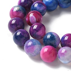 天然石瑪瑙ビーズ連売り  染め＆加熱  ラウンド  藤紫色  10~10.5mm  穴：0.7mm  約38個/連  14.76''（37.5センチメートル）&nbsp;G-NH0001-G04-01