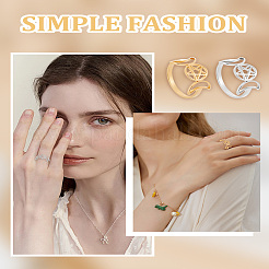 2Pcs 2 Colors Triple Moon 304 Stainless Steel Finger Rings for Women&nbsp;RJEW-LP0001-38