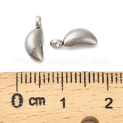 304ステンレススチールチャーム  ムーンチャーム  ステンレス鋼色  10.5x4x3mm  穴：1.8mm&nbsp;STAS-M017-14B-P-1