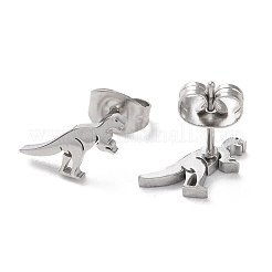 変色しない304ステンレススチールスタッドピアス  恐竜  ステンレス鋼色  12x7mm&nbsp;EJEW-B022-01B