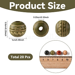 20Pcs Painted Natural Wood Beads&nbsp;WOOD-YW0002-06C