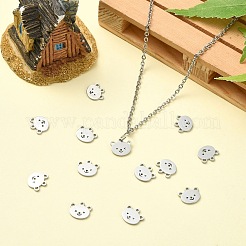 304ステンレススチールチャーム  ステンレス鋼色  クマの柄  8.5x9.5x1mm  穴：1mm&nbsp;STAS-CJC0008-10P-03
