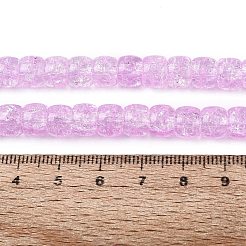 クラックル透明ガラスビーズ連売り  バレル  パールピンク  8~8.5x5.5~6.5mm  穴：1.2~1.4mm  約61~64個/連  14.96~15.75インチ（38~40cm）&nbsp;GLAA-N069-03A-08