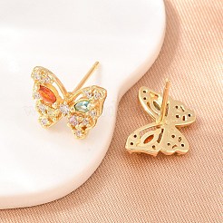 Brass Micro Pave Cubic Zirconia Stud Earrings for Women&nbsp;KK-A305-09G-03