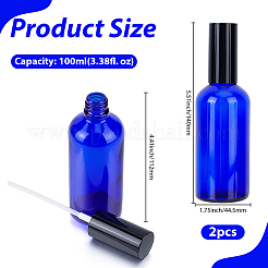 ガラス製エッセンシャルオイルの空のスプレーボトル  プラスチックふた付き  ブルー  4.45x14cm  容量：100ml（3.38fl.oz）&nbsp;MRMJ-GF0001-69C