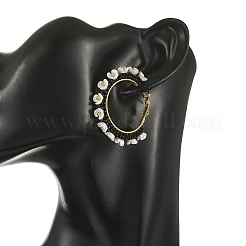 ガラスフープピアス  花  アイアンハギーフープピアスパーツ付き  ブラック  39x43x6mm&nbsp;EJEW-MZ00827-01