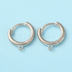 変色防止ロジウムメッキ 925スターリングシルバー ハギーフープピアス金具  ループ＆S925スタンプ付き  プラチナ  13x11.5x2mm  穴：1mm  ピン：1.2x1mm&nbsp;STER-D016-02P