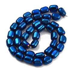 合成磁気無しヘマタイトビーズ連売り  オーバル  ブルーメッキ  9.5~10x8x6mm  穴：1.4mm  約39個/連  14.96''（38センチメートル）&nbsp;G-P545-F01-01D
