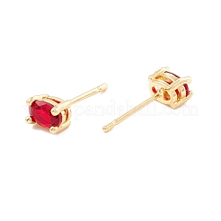 Cubic Zirconia Oval Stud Earrings&nbsp;EJEW-F282-21-G