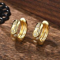 Clear Cubic Zirconia Star Hoop Earrings&nbsp;EJEW-C022-01G
