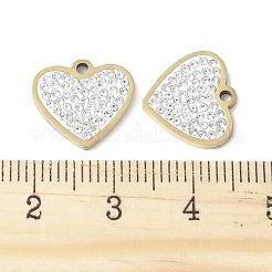 201ステンレススチールラインストーンペンダント  エナメル  18KGP本金メッキ  ハート  12.5x13.5x2mm  穴：1.2mm&nbsp;STAS-V005-05G-03