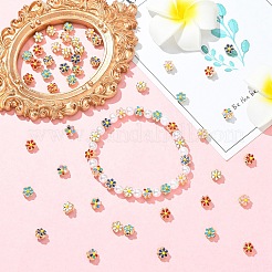 30Pcs 6 Colors Light Gold Tone Alloy Enamel Beads&nbsp;ENAM-YW0008-31