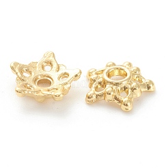 ラックメッキ合金フラワービーズキャップ  5花びら  鉛フリー＆カドミウムフリー  長持ちメッキ  18KGP本金メッキ  7.5x8x2mm  穴：1.5mm&nbsp;KK-J277-09G
