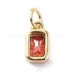 ガラスチャーム  本物の 18K 金メッキの真鍮パーツとジャンプ リング付き  長方形  ミックスカラー  10x5.5x3mm  穴：3.5mm&nbsp;ZIRC-F131-17G