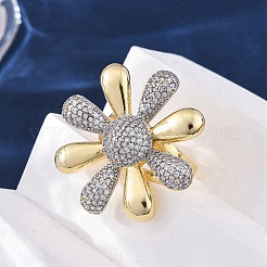 Brass Micro Pave Clear Cubic Zirconia Cuff Rings for Women&nbsp;RJEW-H248-02GP