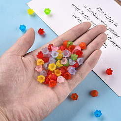 透明アクリルビーズキャップ  チューリップの花  スズラン  艶消し  ミックスカラー  10x6mm  穴：1.5mm  約2100個/500g&nbsp;PL543