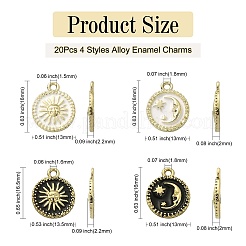 20個4スタイルアロイエナメルペンダント  サン＆ムーンとフラットラウンド  ライトゴールド  16~16.5x13~13.5x2.2mm  穴：1.6mm  5個/スタイル&nbsp;ENAM-CJ0003-79