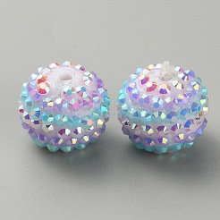 Stripe Pattern Resin Rhinestone Beads&nbsp;RESI-WH0034-20J