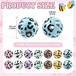 35Pcs 7 Colors Printed Opaque Acrylic Beads&nbsp;OACR-YW0004-51