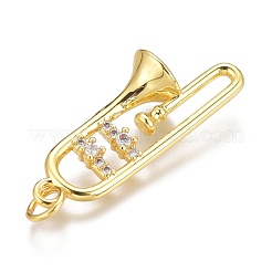 Brass Micro Pave Clear Cubic Zirconia Pendants&nbsp;ZIRC-Z008-37G