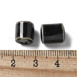 手作りの陶器ビーズ  コラム  ブラック  10~10.5x9~10.5mm  穴：2.5mm&nbsp;X1-PORC-L080-I02