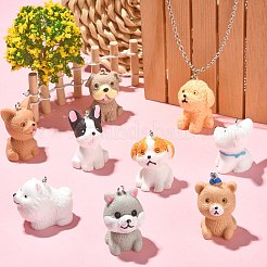 18個9スタイル不透明樹脂ペンダント  3d ドッグチャーム  プラチナトーンの鉄ループ付き  ミックスカラー  26~30.5x18~22.5x19.5~25mm  穴：2mm  2個/スタイル&nbsp;RESI-CJ0003-42
