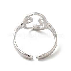 Non-Tarnish 304 Stainless Steel Abstract Face Open Cuff Ring for Women&nbsp;RJEW-E066-06P
