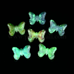 UVメッキアクリルビーズ  虹色の  暗闇で光る  蝶  21x24x14.5mm  穴：3mm&nbsp;X-MACR-K357-10D