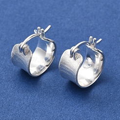 女性用スターリングシルバープレーン厚手フープピアス  銀  14x7.5mm&nbsp;EJEW-D106-03S