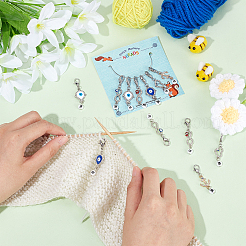Alloy Rhinestone Evil Eye Pendant Locking Stitch Markers with Acrylic Beads&nbsp;HJEW-AB00081
