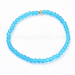 ビーズのブレスレット  ガラスビーズと真鍮ビーズと  ミックスカラー  内径：2-1/4インチ（5.8cm）  7個/セット&nbsp;BJEW-JB05670