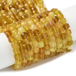 天然石イエローオパールビーズ連売り  多面カット  キューブ  4x4x4mm  穴：0.7mm  約96個/連  15.20''（38.6センチメートル）&nbsp;G-R013-C01