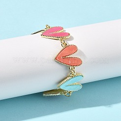 合金アクリルリンクブレスレット  ハート  ミックスカラー  6-1/4インチ（16cm）&nbsp;BJEW-FS00022