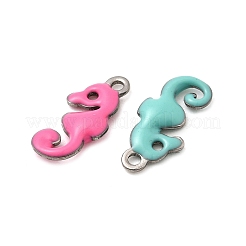 304ステンレススチールエナメルチャーム  海洋動物  ステンレス鋼色  タツノオトシゴ  12x5x1.5mm  穴：1.2mm&nbsp;STAS-Q363-14G-P