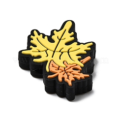 感謝祭テーマのシリコンビーズ  焦点ビーズ  カラフル  葉  24x30x7mm  穴：3mm&nbsp;SIL-J001-01I