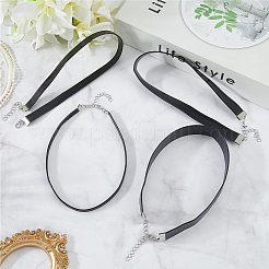 4Pcs 4 Styles Flat PU Leather Cord Gothic Choker Necklaces with Platinum Iron End Chains&nbsp;NJEW-CL0001-14