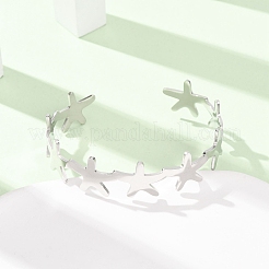 Starfish 304 Stainless Steel Cuff Bangles for Women&nbsp;BJEW-Z176-01P