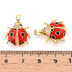 Brass Micro Pave Cubic Zirconia Pendants&nbsp;KK-N257-58G
