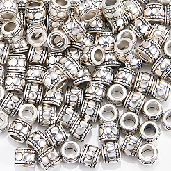 チベットスタイルの合金ビーズ150個。  コラム  カドミウムフリー＆鉛フリー  アンティークシルバー  7x6mm  穴：3.5mm&nbsp;TIBEB-PA0001-03AS