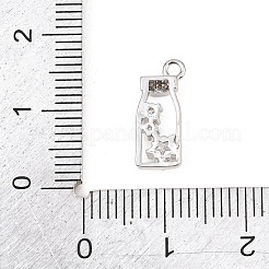 真鍮マイクロパヴェクリアキュービックジルコニアペンダント  ウィッシュボトルチャーム  プラチナ  14.5x6x3mm  穴：1.4mm&nbsp;KK-D225-02P