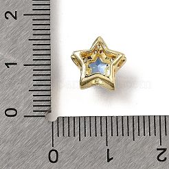 Brass Micro Pave Cubic Zirconia Beads&nbsp;KK-D379-01G-07