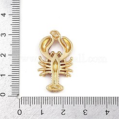 真鍮の赤いエナメルペンダント  丸カン付き海の動物チャーム  ゴールドカラー  エビ  29x16.5x3mm  穴：3mm&nbsp;KK-C116-03A-G