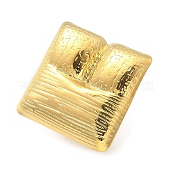 女性用304ステンレススチールオープンカフリング  18KGP本金メッキ  正方形  スクエア：30x30mm  調整可能&nbsp;RJEW-B109-06G-01