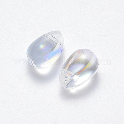 透明スプレー塗装ガラスチャーム  ABカラーメッキ  ティアドロップ  ライトグレー  9x6x6mm  穴：1mm&nbsp;GLAA-R211-03-D05